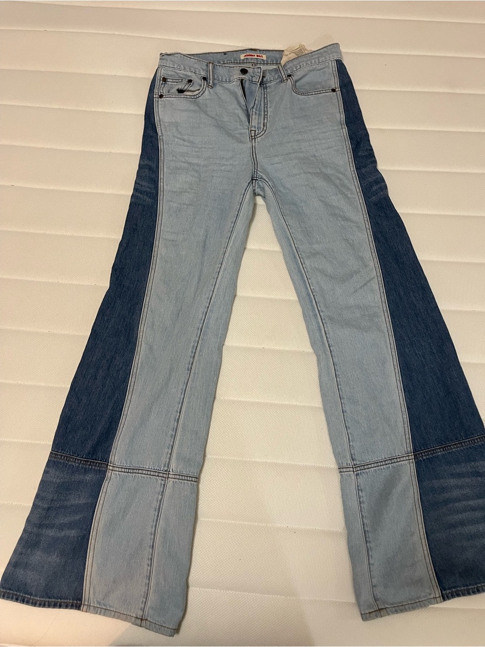 Johnny Was Two-Tone Light Blue & Dark Blue Flared Jeans